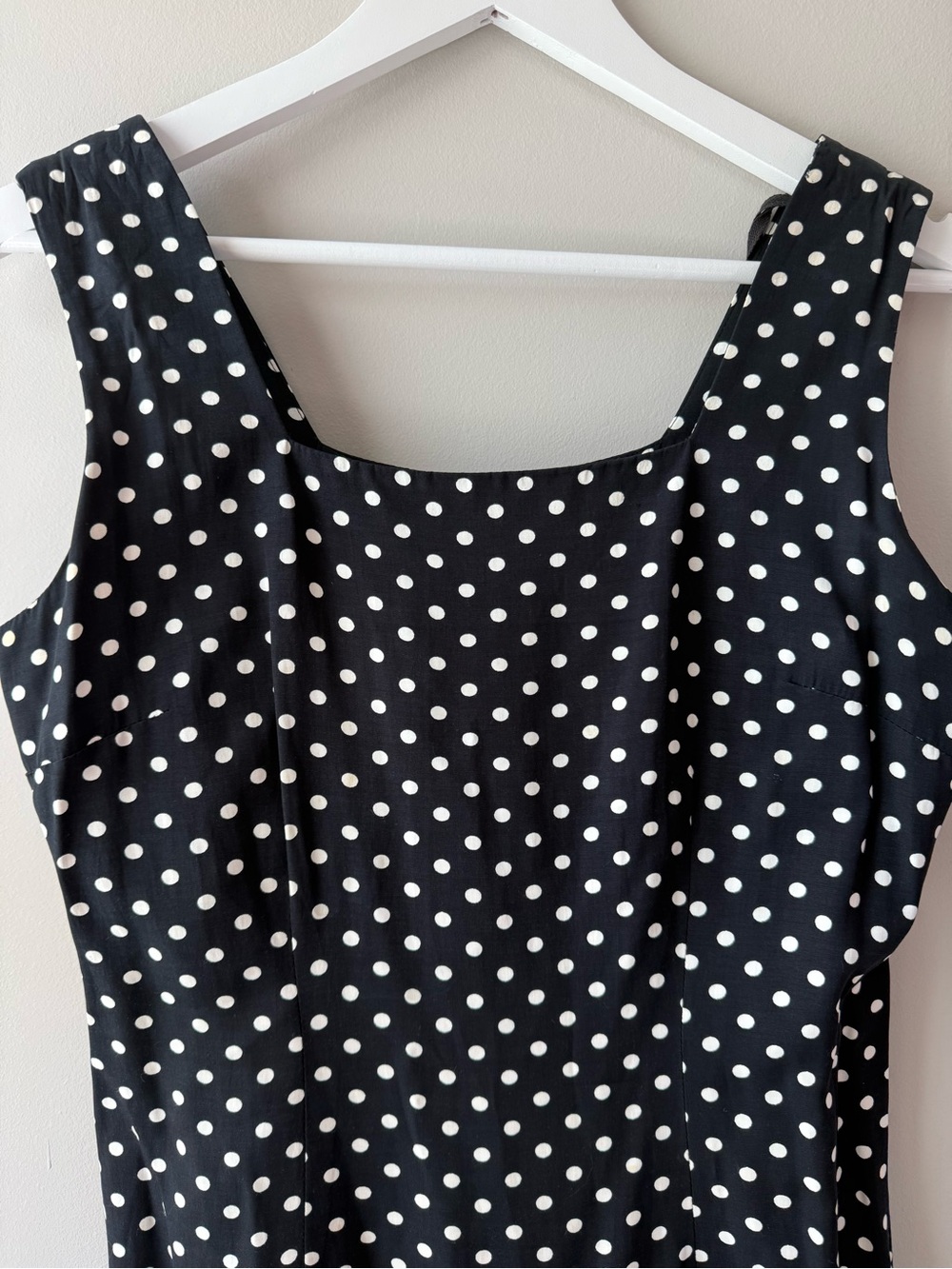 Vintage Dawn Joy Black & White Polka Dot Dress Square Neck Sleeveless - Picture 3 of 8